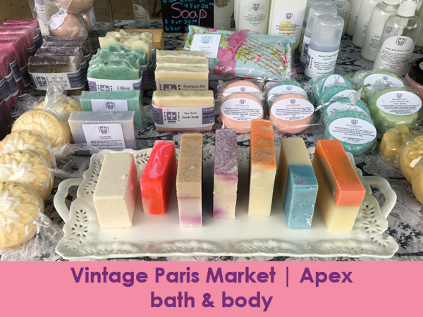 Vintage Paris Market, Apex, bath & body products, face masks
