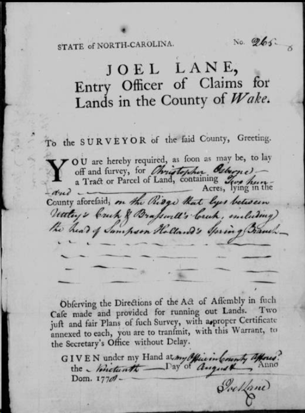 Sampson Hollands Spring Branch Land Survey Request