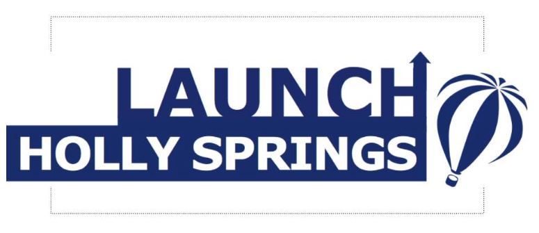 logo for launch holly springs shos an arrow on the H in the upward direction and there is a hot air  Opens in new window