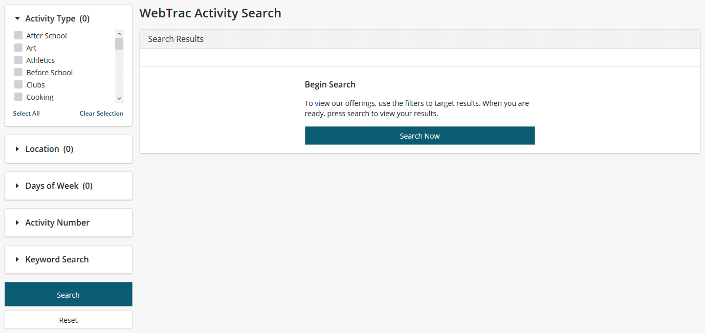 8. WebTrac Activity Search