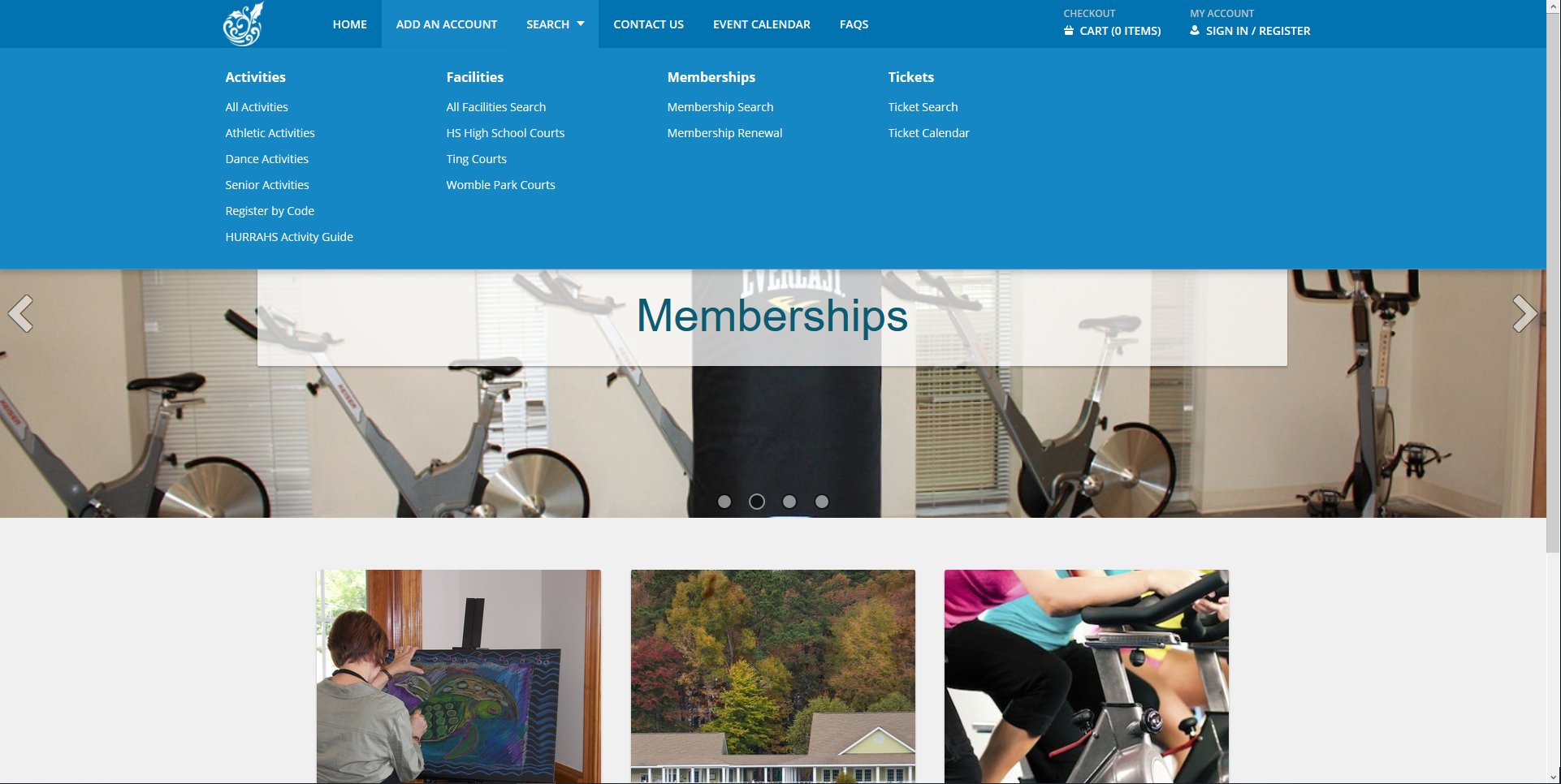 2. Activity Search Menu