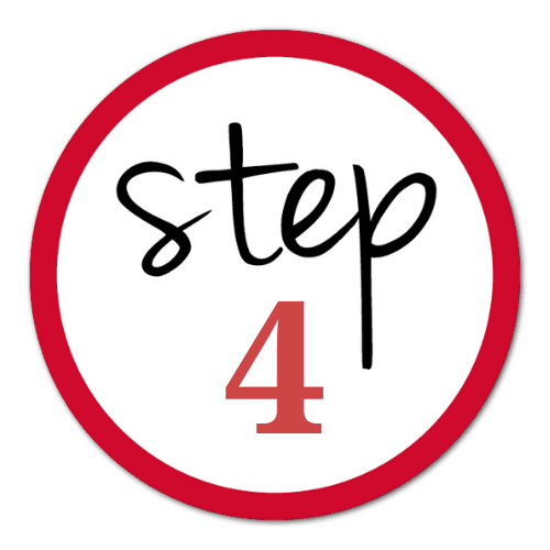 black and red step 4 stamp