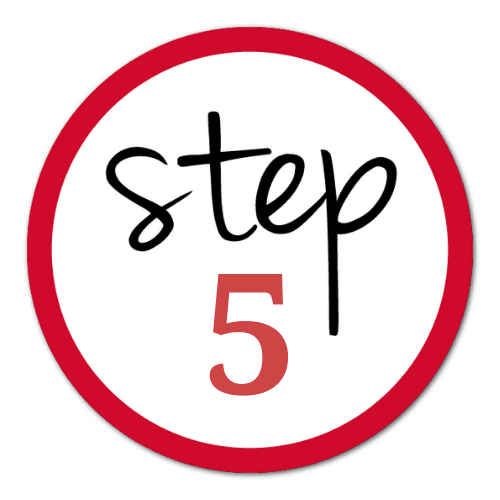 black and red step 5 stamp