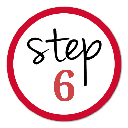 black and red step 6 stamp