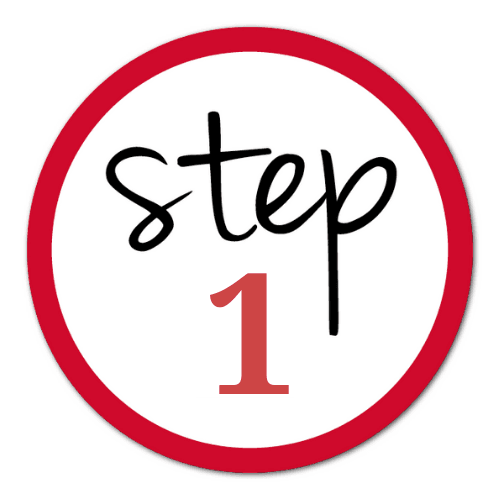 black and red step 1 stamp 